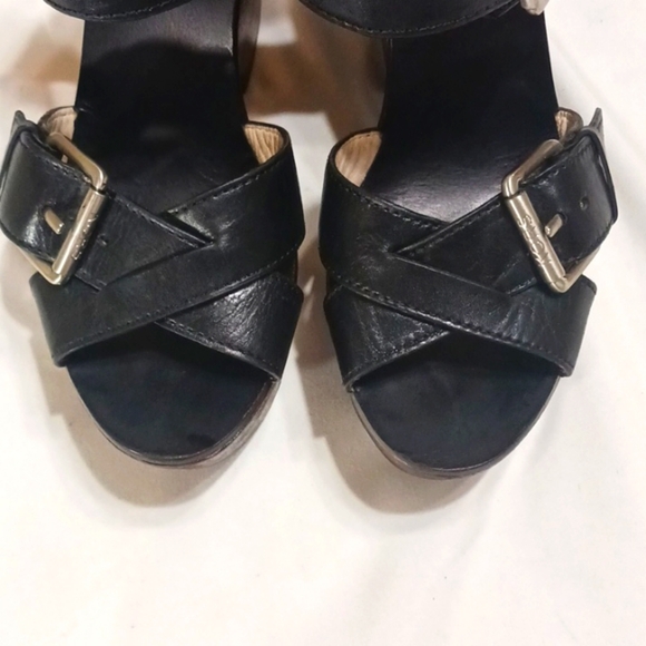 Michael Kors Chunky Platform Wooden Heeled Sandals Shoes Size 7.5 - Picture 3 of 12
